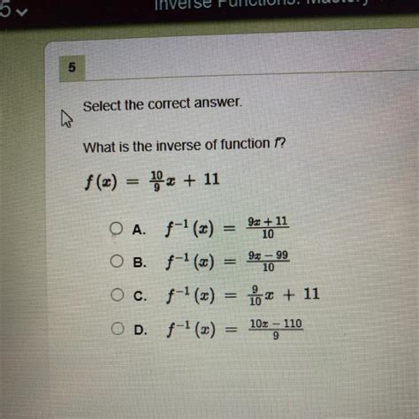 Select The Correct Answer What Is The Inverse Of Function F X