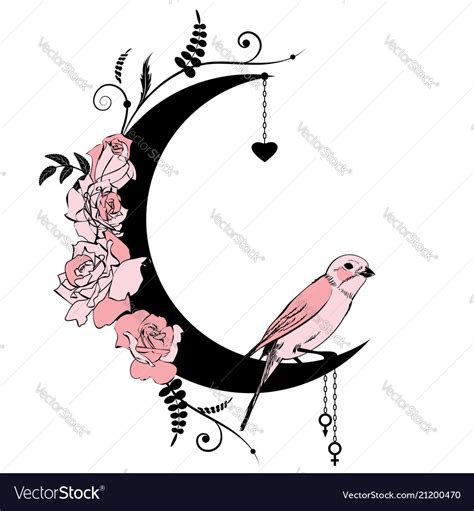 Floral Frame With Bird And Rose Royalty Free Vector Image