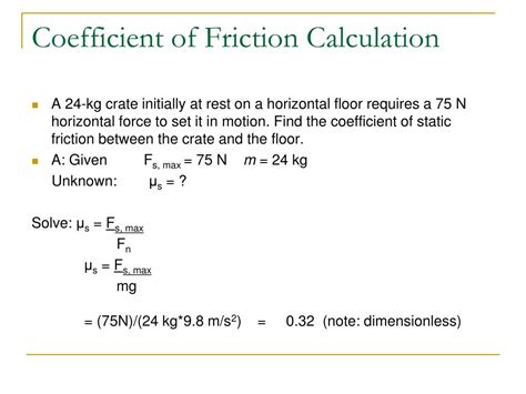 Formula Of Coefficient Of Friction