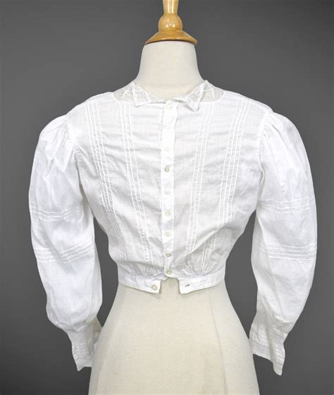 Edwardian Gibson Girl Blouse 1900s Embroidered White Cotton Etsy