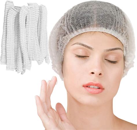 100 Pcs 21 Disposable Bouffant Hair Net Caps Spun