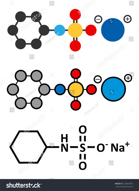 Sodium Cyclamate Artificial Sweetener Molecule Stylized ilustración de