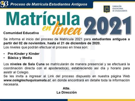 Inicio Proceso De Matr Cula Estudiantes Antiguos Colegio