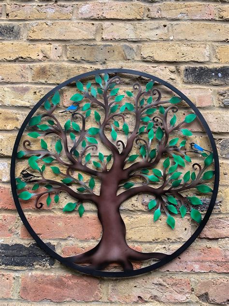 Colourful Tree Of Life Steel Wall Art Garden Screen 60cm Dia Farm