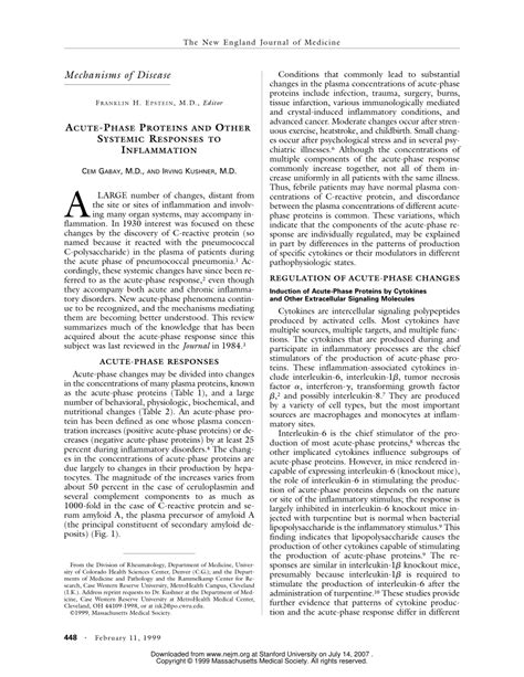 (PDF) Acute-Phase Proteins and Other Systemic Responses to Inflammation