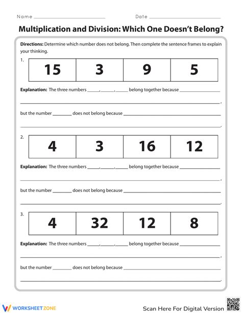 Multiplication And Division Which One Doesnt Belong Worksheet