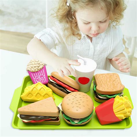 DUAONETS Play Food Toys Set Educational Funny Pretend Toys Fast Food Playset for Toddlers ...