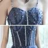 Elegant Navy Blue Dancing Prom Dresses A Line Princess Spaghetti