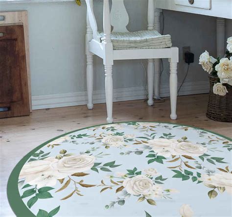 Tapis Vinyle Plantes Composition Circulaire Florale