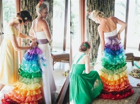 15 Brides Wearing Beautiful Rainbow Wedding Dresses