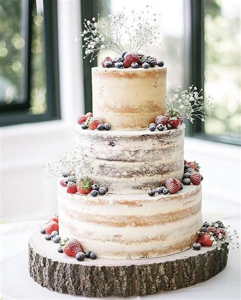 Half Naked Berry Wedding Cake