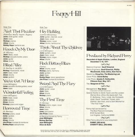 Fanny 70s Fanny Hill Us Vinyl Lp Album Lp Record 172980