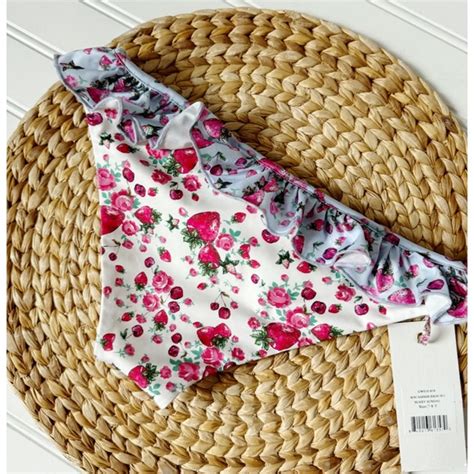 LoveShackFancy Swim New Loveshackfancy Girls Mini Harbor Bikini Bottom Berry Sundae Nwt