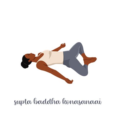 Woman Resting In Reclining Bound Angle Yoga Pose Supta Baddha Konasana