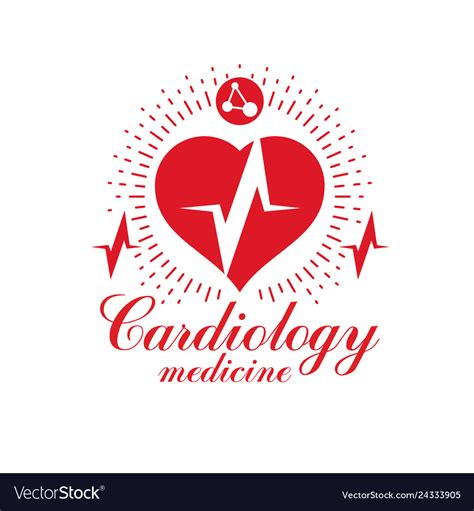 Cardiology conceptual logo created with red heart Vector Image