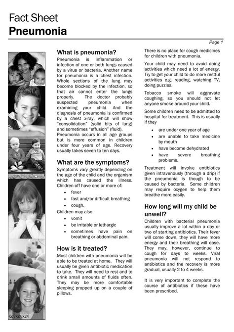 Fact Sheet Pneumonia - Kids Health @ CHW