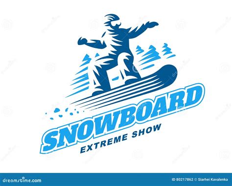 Ejemplo Del Emblema De La Snowboard En El Fondo Blanco Ilustración del