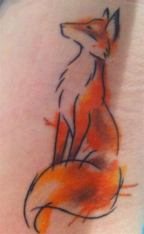 Simple Homemade Like Colored Sweet Fox Tattoo On Side Tattooimages Biz