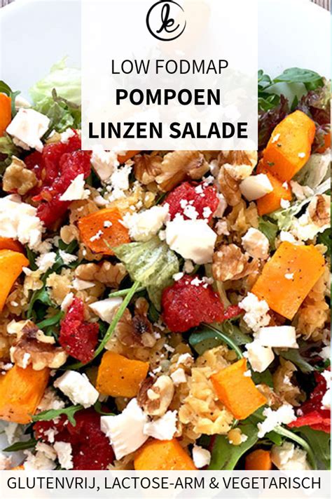 Een Simpele Low FODMAP Pompoen Linzen Salade Met Feta Zongedroogde