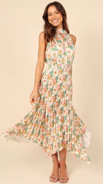 Sage Floral Halter Midi Dress Gabi Swimwear