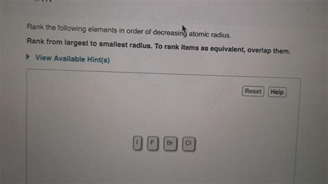 Solved Rank The Following Elements In Order Of Decreasing