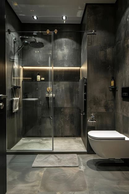 Premium Photo | A modern bathroom with a walk in shower