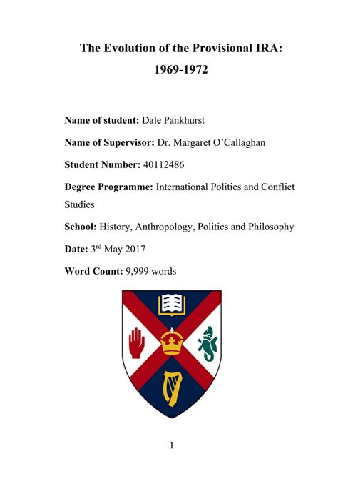 (PDF) The Evolution of the Provisional IRA: 1969-1972