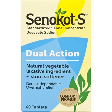 Senokot S Natural Vegetable Laxative Ingredient Plus Stool Softener