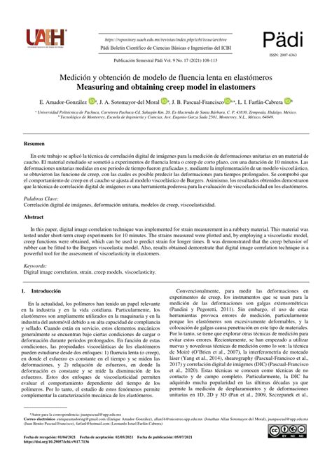 Pdf Medici N Y Obtenci N De Modelo De Fluencia Lenta En Elast Meros