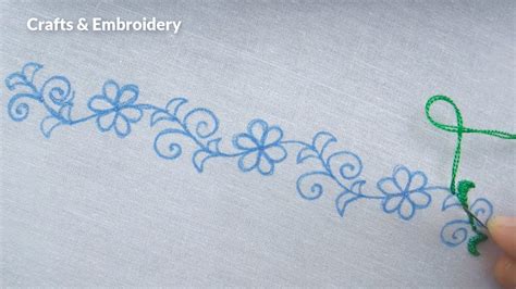 Easy Border Line Embroidery Tutorial Simple Border Design Youtube