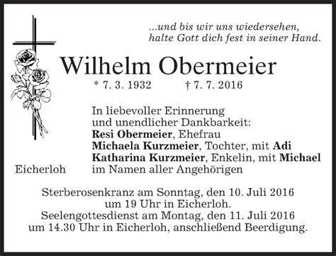 Traueranzeigen Von Wilhelm Obermeier Trauer Merkur De