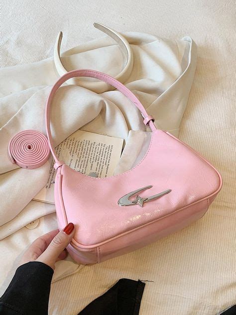 Bolso Hobo Minimalista Con Dise O Metal Rosado Cremallera Moda De