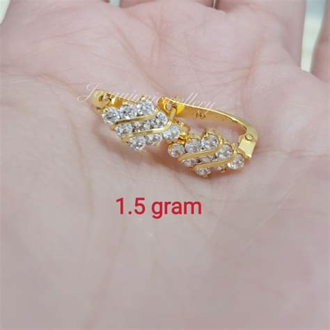 Jual Anting Jepit Emas Muda 1 5 Gram Wajik Full Mata Shopee Indonesia