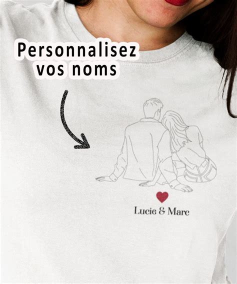 Tee Shirt Couple Dessin Personnalisé Pour Femme