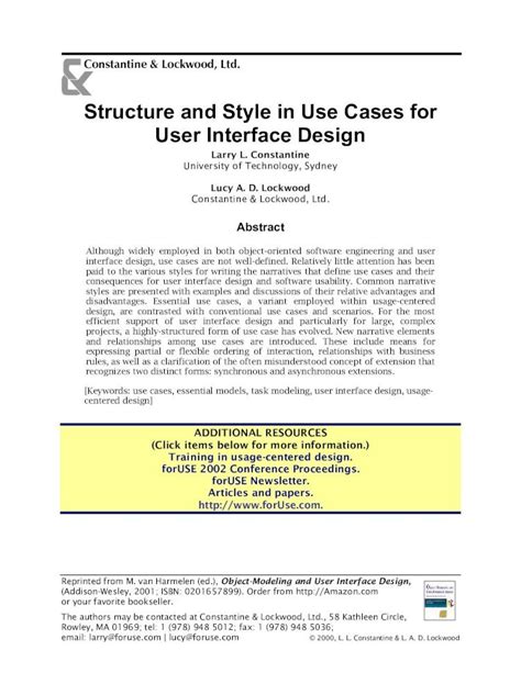 PDF EBook PDF Gui Structure And Style In Use Cases For User