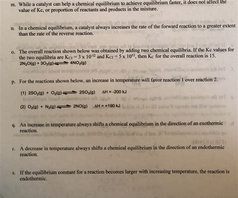 Solved m. While a catalyst can help a chemical equilibrium | Chegg.com