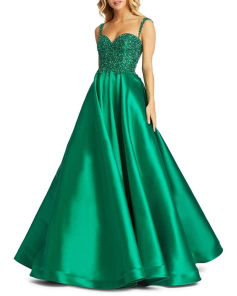 Mac Duggal Womens Embellished Taffeta Ball Gown Emerald Size 4 In