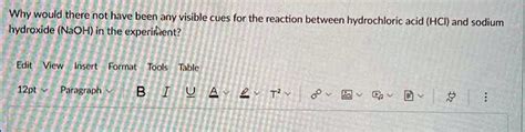 SOLVED: Why would there not have been any visible cues for the reaction ...