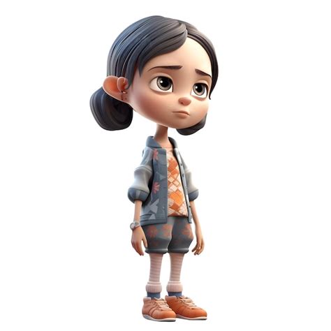 Brainy Babe Linda Estudiante 3d Aislada Sobre Fondo Blanco Foto Premium