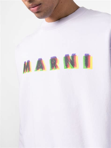 Marni Logo Print Cotton Sweatshirt Farfetch