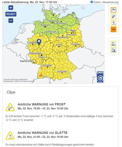 Warnung vor Glätte im Straßenverkehr im Kreis Olpe und HSK durch