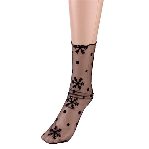 New Sexy Sock Ultra Thin Elastic Silky Short Silk Thin Black Women Lace Ankle Socks Calcetines