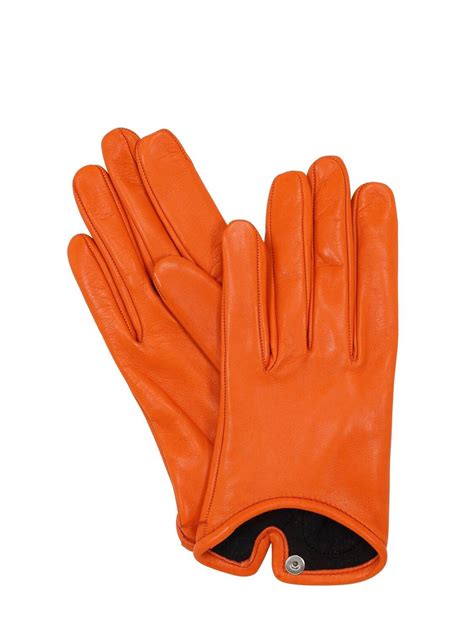 Mario Portolano Leather Gloves In Orange Lyst