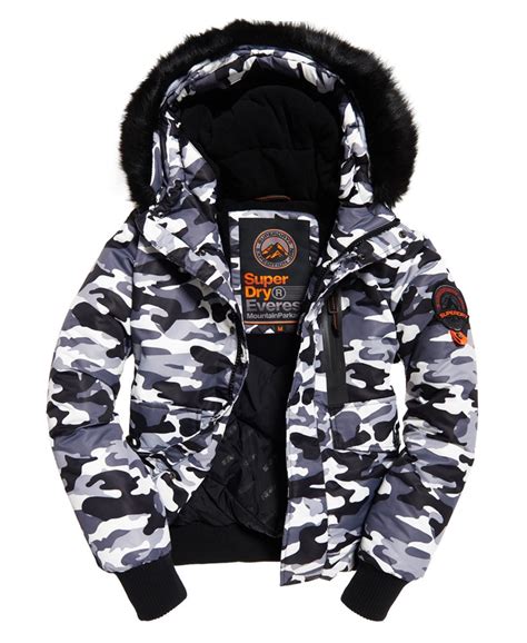 Mens Everest Bomber Jacket In Black Camo Superdry Uk