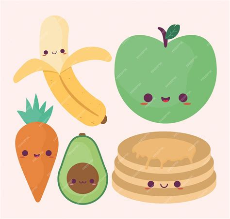 Premium Vector Five Cute Foods