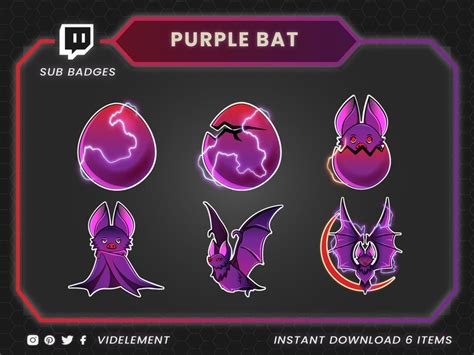 Purple Bat Badges Bat Sub Badges Twitch Badges Twitch Sub Etsy Australia