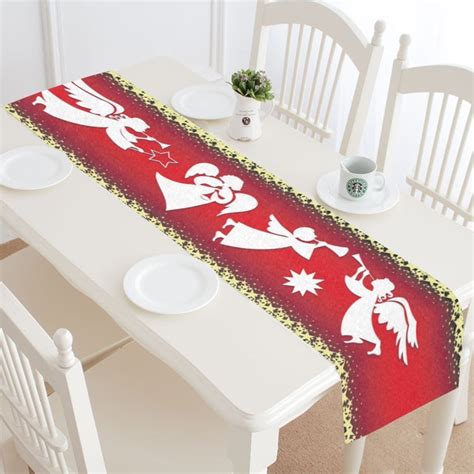 Mypop Christmas Angel Singing Table Runner Placemat 16x72 Inches Red