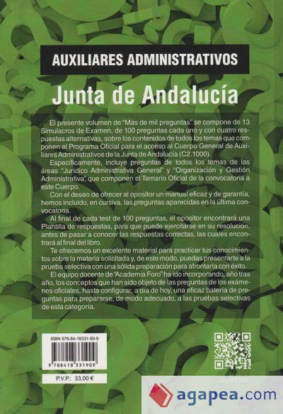 AUXILIARES ADMINISTRATIVOS JUNTA DE ANDALUCIA MAS DE 1 000 PREGUNTAS