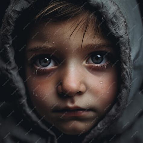 A child with a sad face and a sad face. | Premium AI-generated image