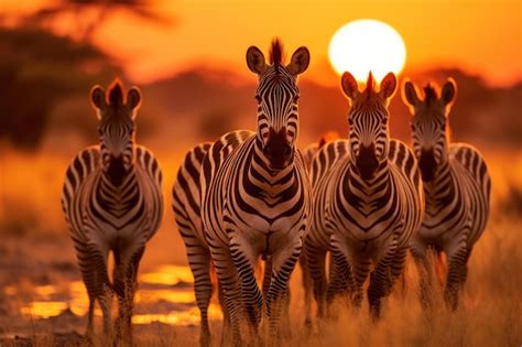 Premium Photo Group Of Zebras At Sunset In Chobe National Park